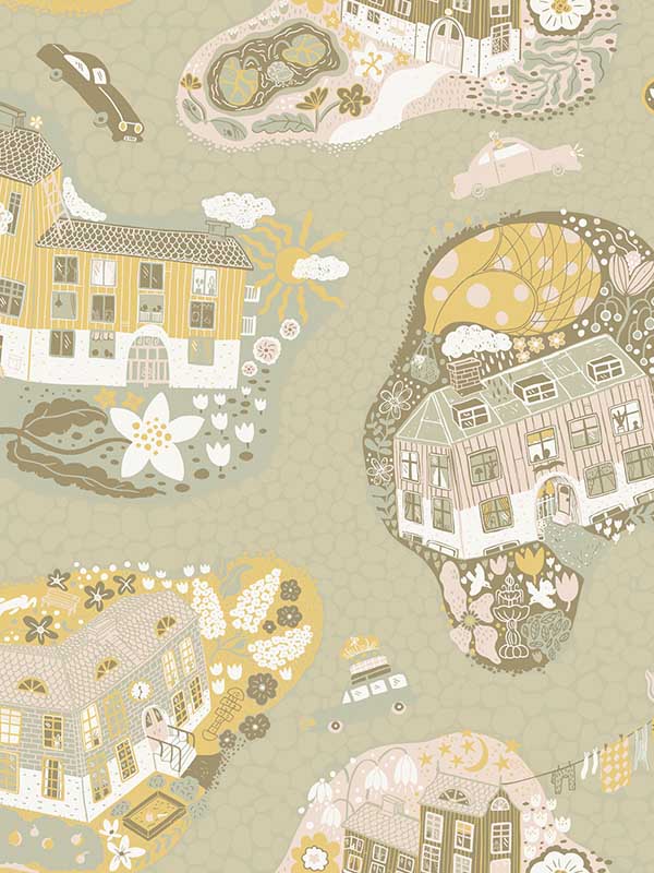 Staden wallpaper in mustard color - pattern number MB29008 - by York in the Daydream collection