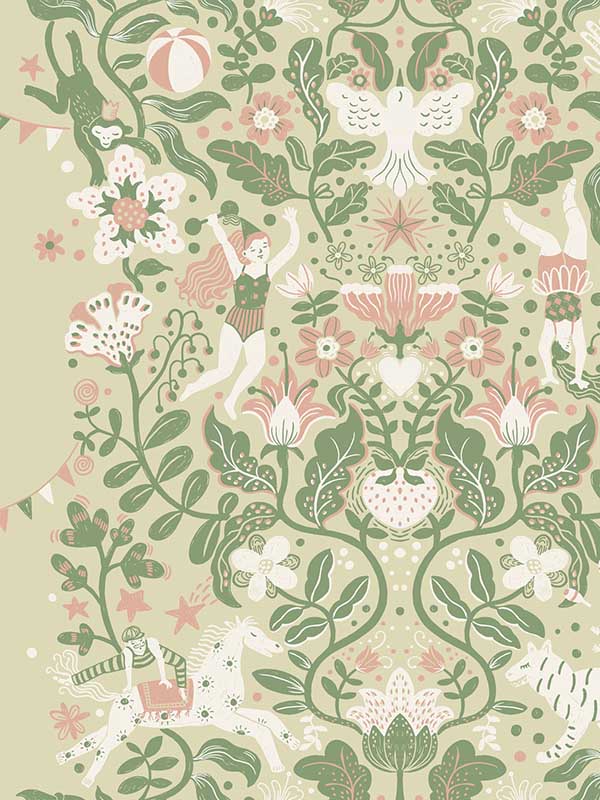 Cirkus wallpaper in light green color - pattern number MB29026 - by York in the Daydream collection