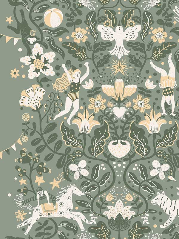 Cirkus wallpaper in sea green color - pattern number MB29027 - by York in the Daydream collection