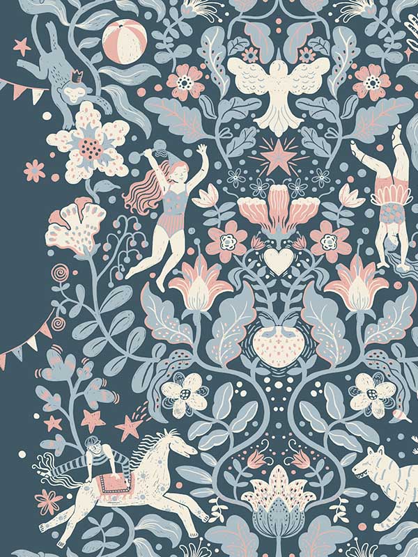 Cirkus wallpaper in blue color - pattern number MB29028 - by York in the Daydream collection