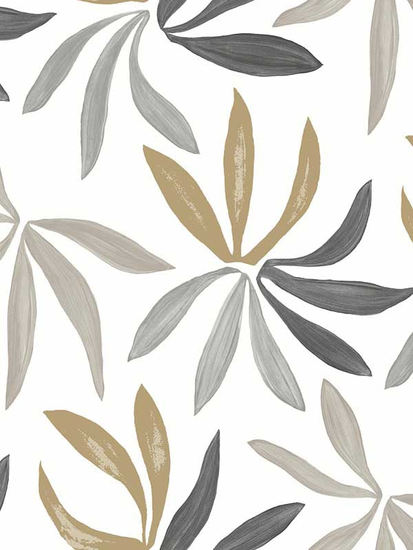 Little Garden fabric in graphite &amp; gold color - pattern number ZM2816 - by York in the Artisan Studio collection