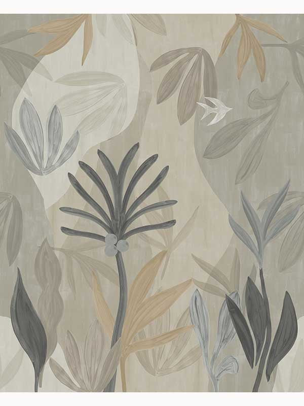 Chambord Gardens mural in graphite &amp; carbon color - pattern number ZM2848M - by York in the Artisan Studio collection