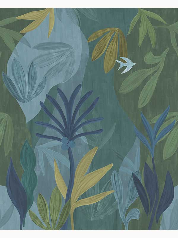 Chambord Gardens mural in ultramarine color - pattern number ZM2849M - by York in the Artisan Studio collection