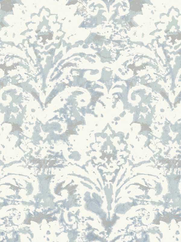 Velvet Crush Damask wallpaper in blue &amp; pearl color - pattern number DF3335 - by Candice Olson in the Decadence Second Edition collection