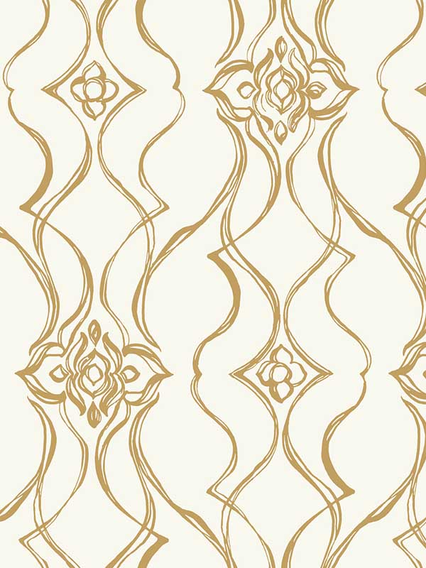 Pirouette wallpaper in white &amp; gold color - pattern number DF3372 - by Candice Olson in the Decadence Second Edition collection