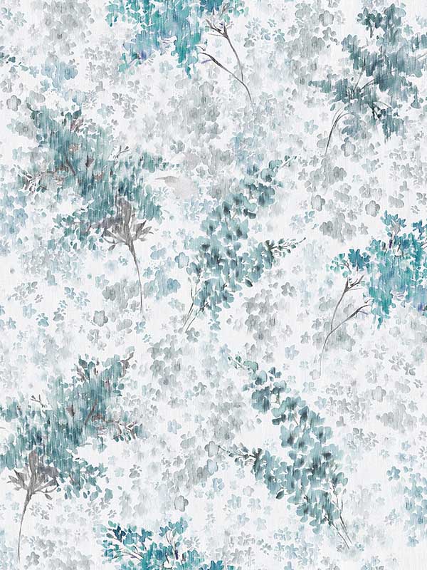 Soft Foliage wallpaper in grey turquoise color - pattern number 47451 - by Galerie in the Flora collection