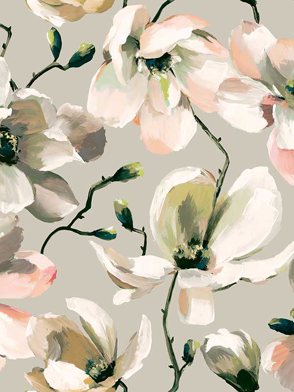 Cherry Blossom wallpaper in beige white orange color - pattern number 47464 - by Galerie in the Flora collection