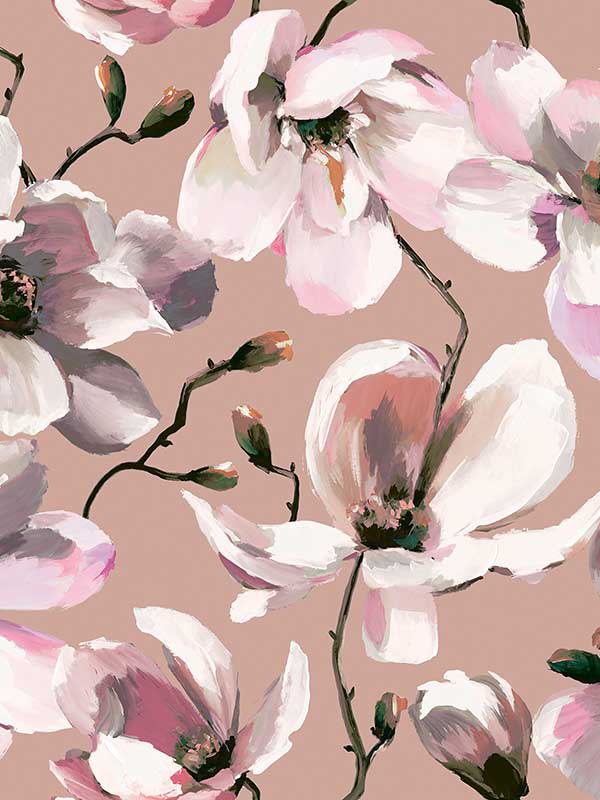 Cherry Blossom wallpaper in brown white rose color - pattern number 47465 - by Galerie in the Flora collection