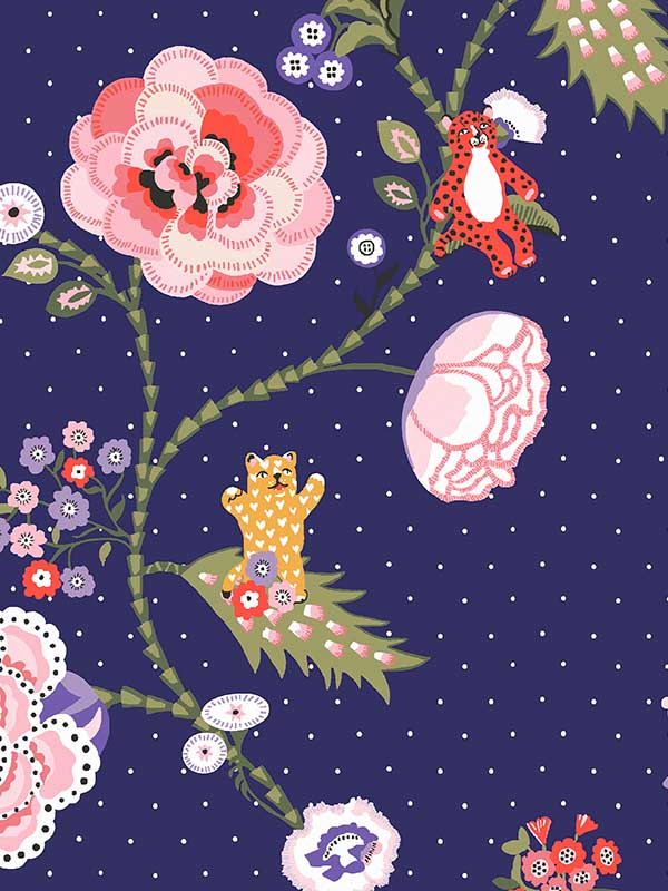 Catnip wallpaper in navy color - pattern number 131434 - by Graham and Brown in the Cath Kidston SS25 collection