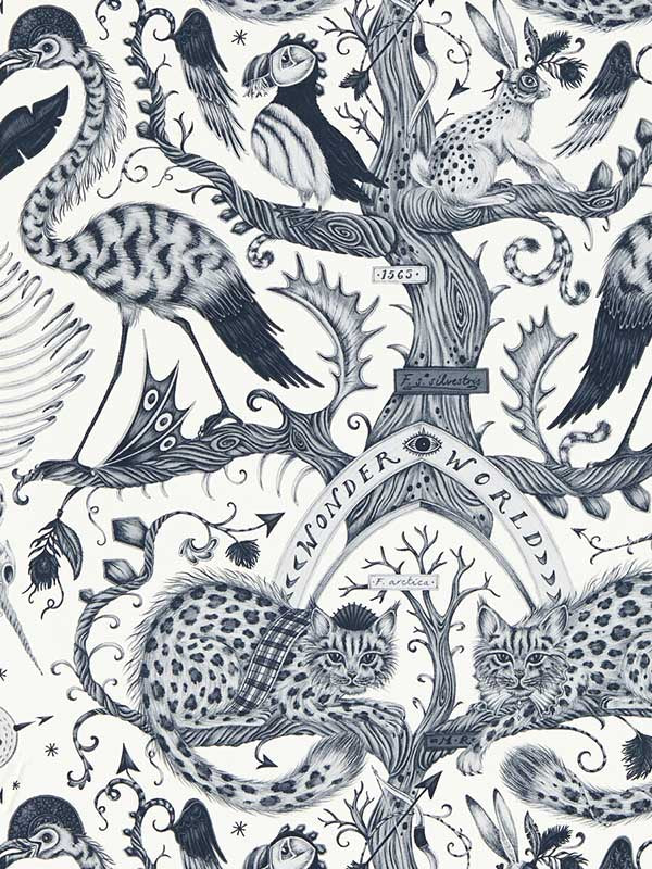 Wonder World wallpaper in mono color - pattern number W0219/02.CAC.0 - by Clarke and Clarke in the Mythica Wallcoverings collection