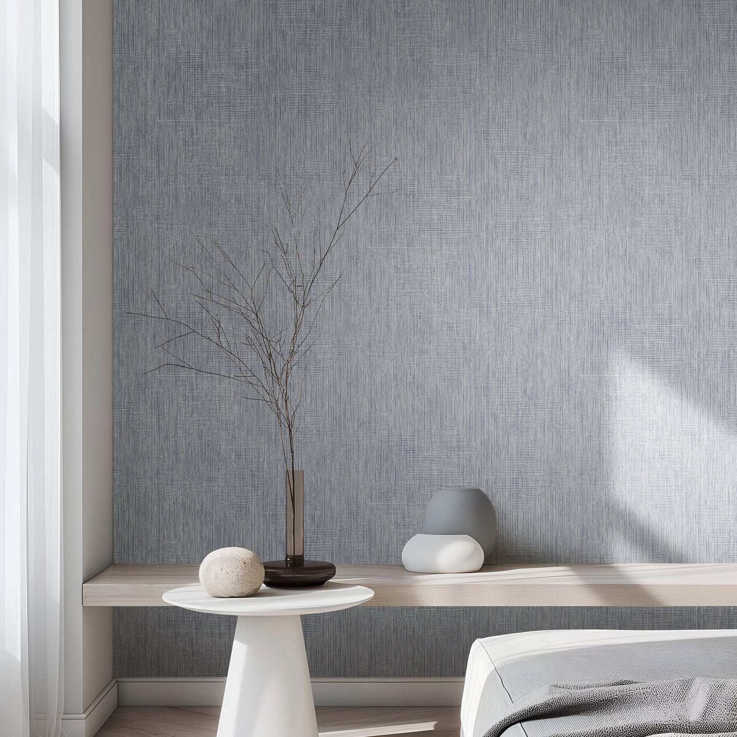 Plain Texture Wallpaper in Blue color - pattern number 27614 - by Galerie in the Cerra collection