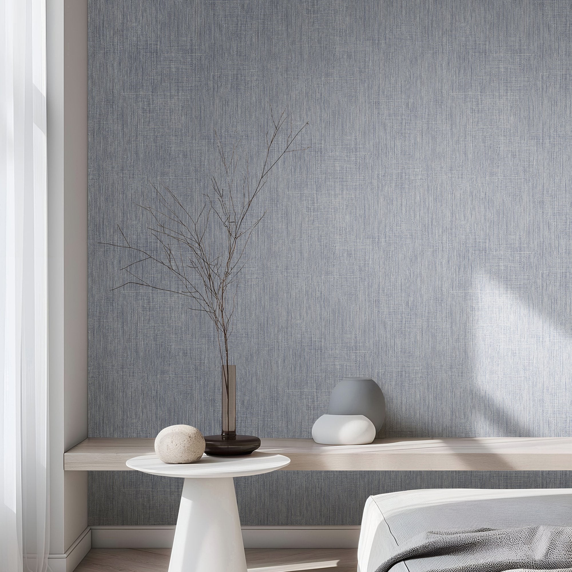 Plain Texture Wallpaper in Blue color - pattern number 27614 - by Galerie in the Cerra collection