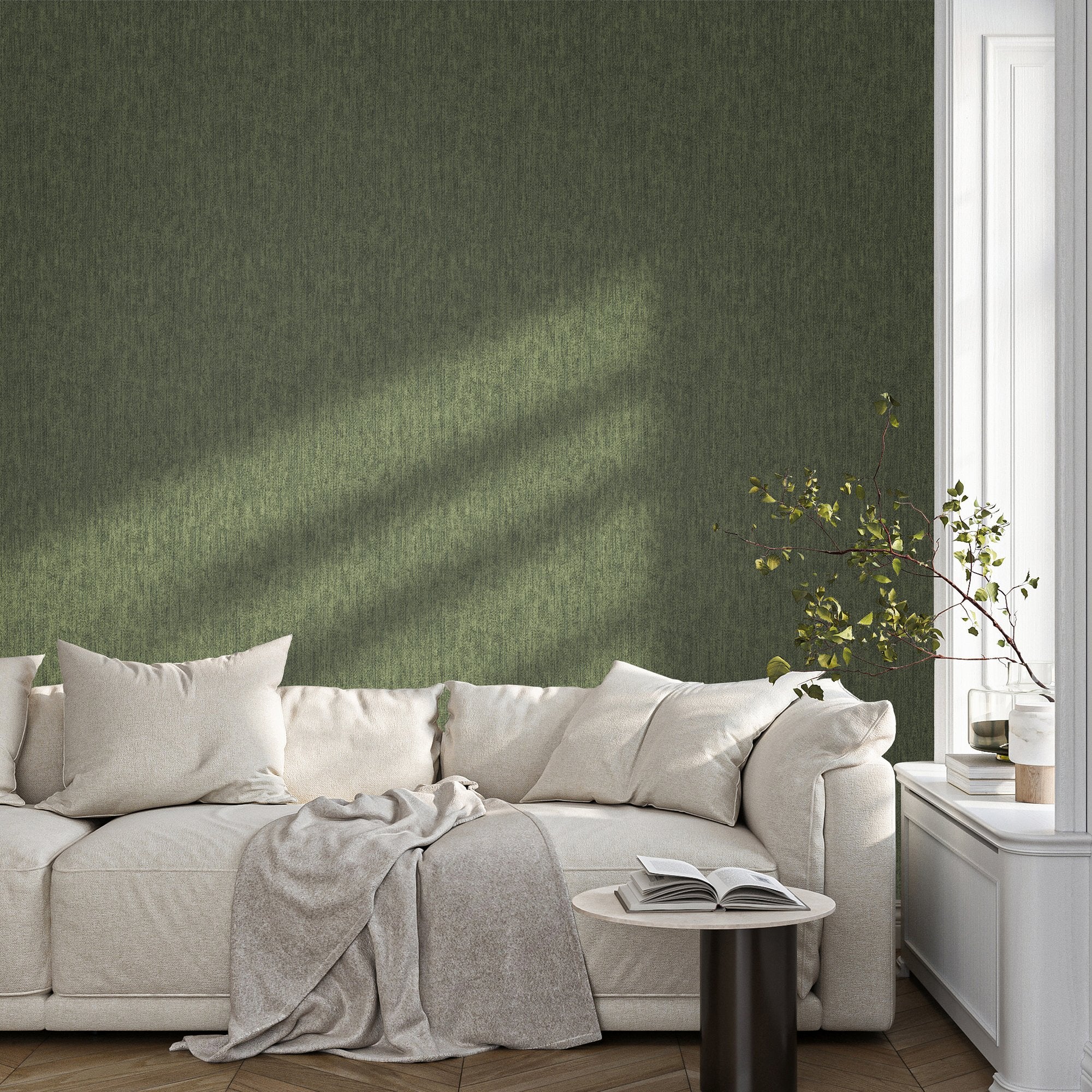 Plain Texture Wallpaper in Green color - pattern number 27630 - by Galerie in the Cerra collection