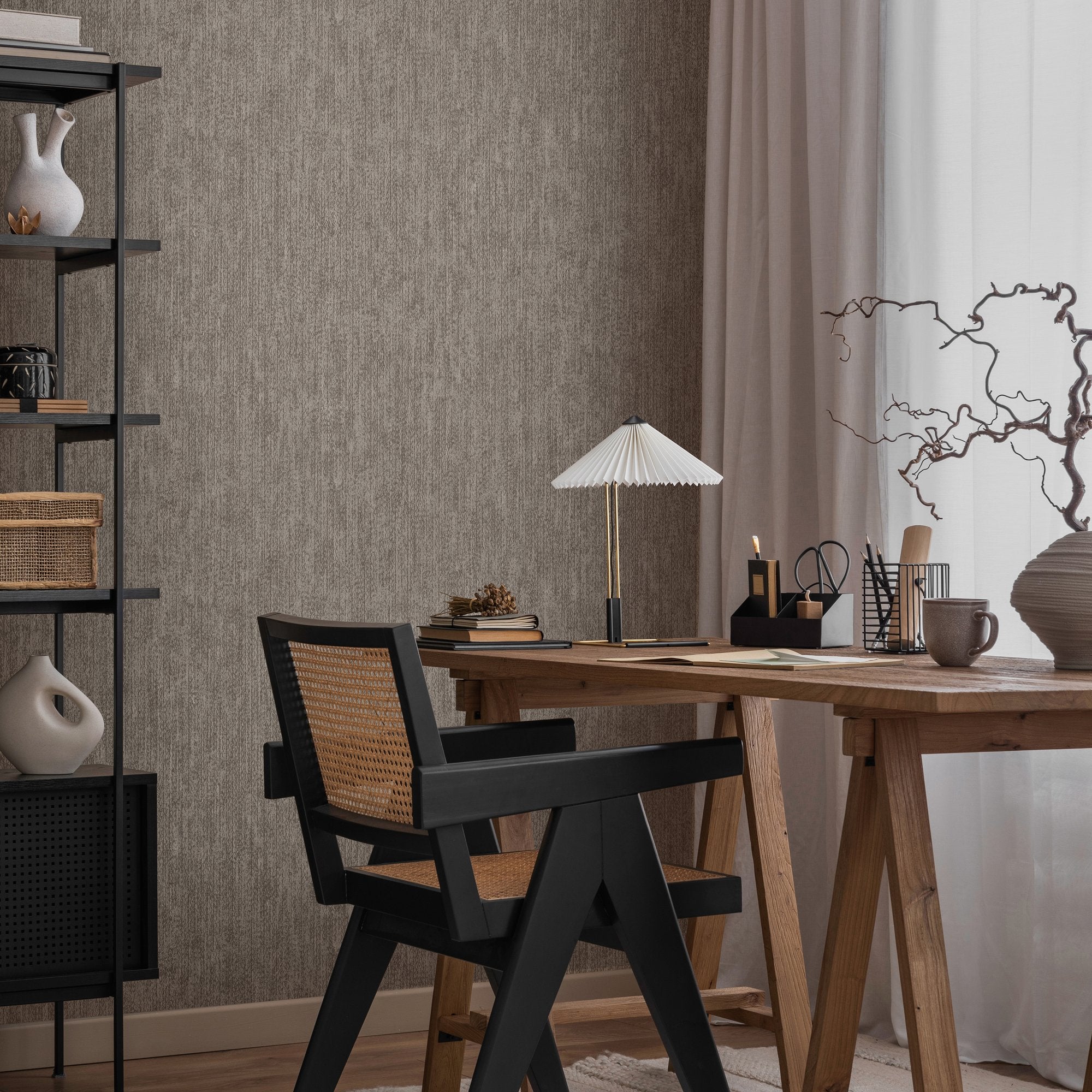 Plain Texture Wallpaper in Brown color - pattern number 27633 - by Galerie in the Cerra collection