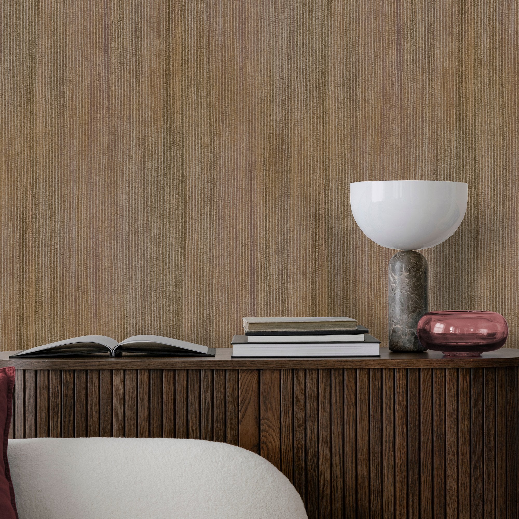 Stripe Wallpaper in Gold color - pattern number 27637 - by Galerie in the Cerra collection