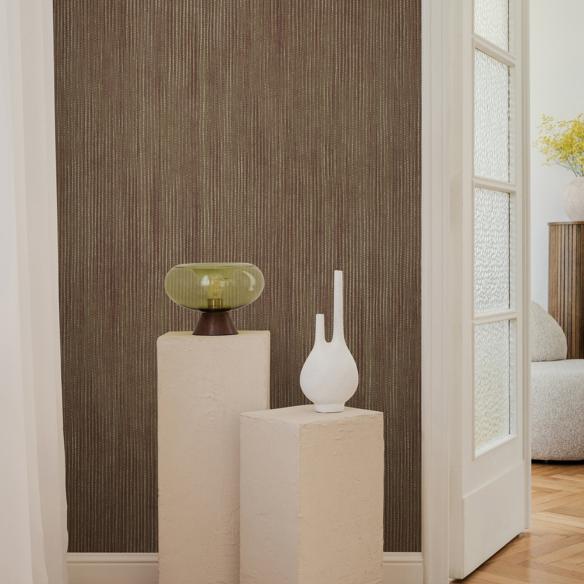 Stripe Wallpaper in Green color - pattern number 27638 - by Galerie in the Cerra collection