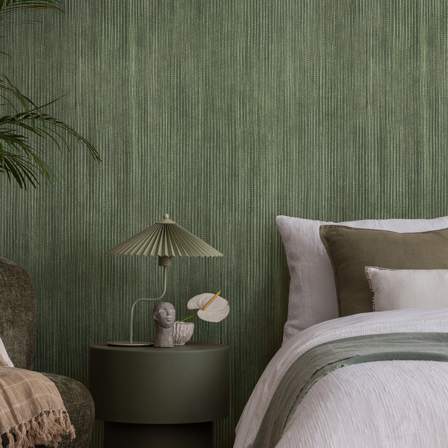 Stripe Wallpaper in Green color - pattern number 27644 - by Galerie in the Cerra collection