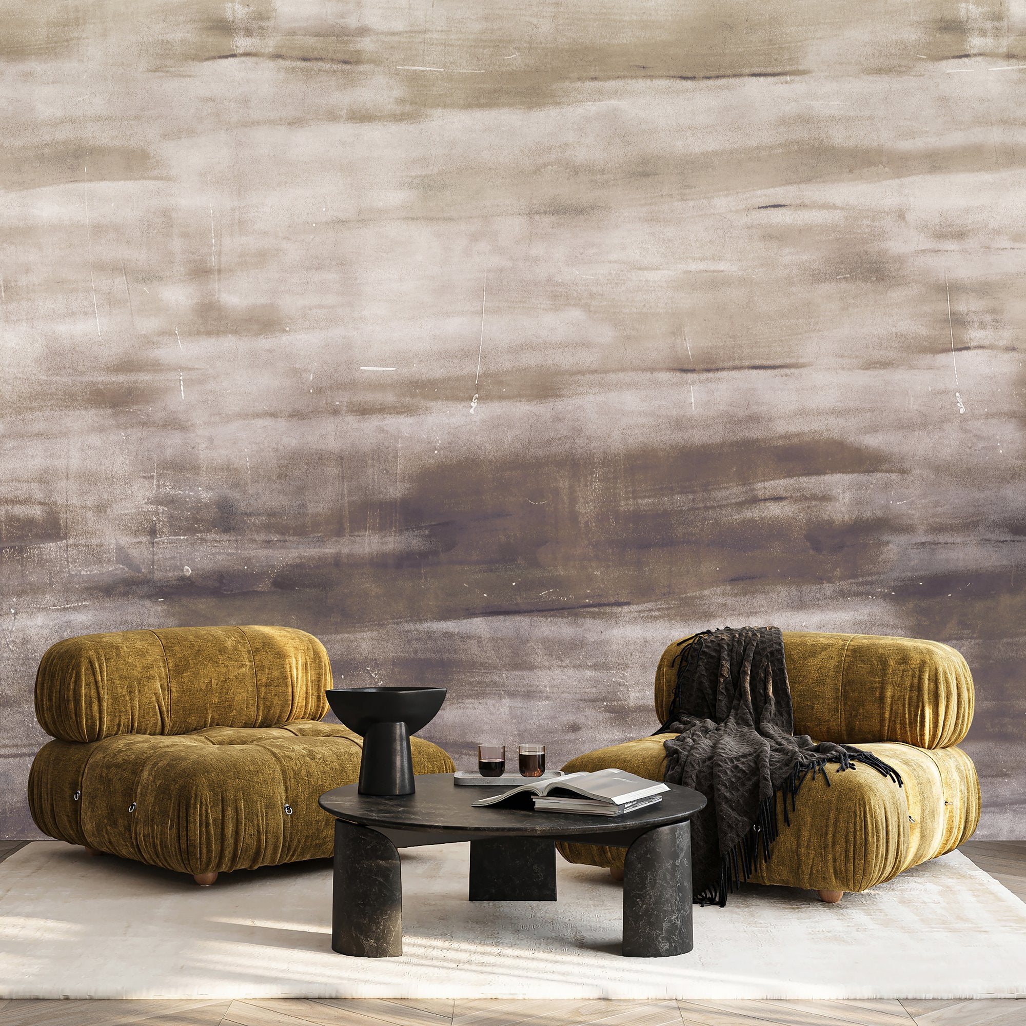 Abstract 4 Panel Mural in Brown color - pattern number 27648 - by Galerie in the Cerra collection