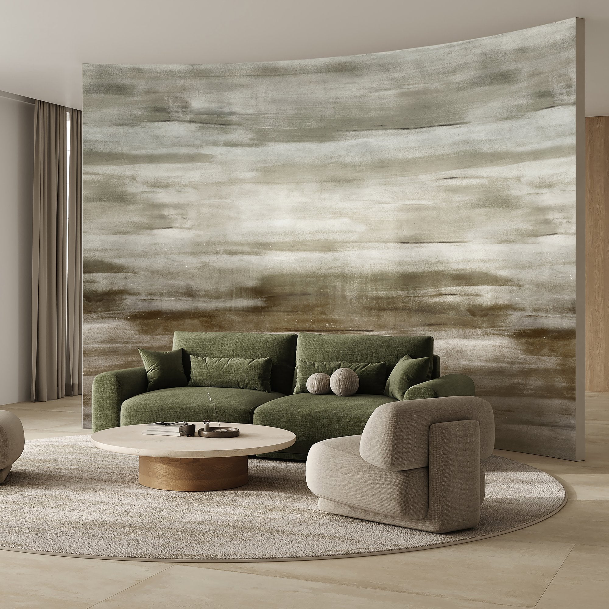 Abstract 4 Panel Mural in Green color - pattern number 27649 - by Galerie in the Cerra collection