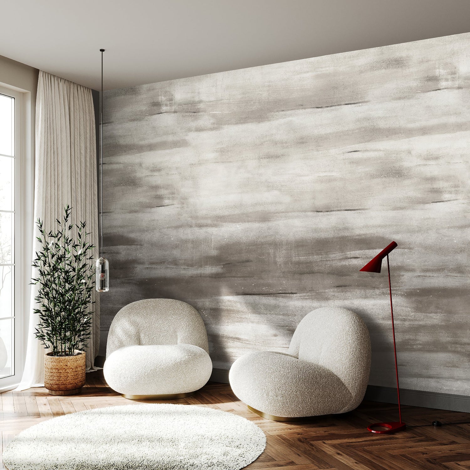 Abstract 4 Panel Mural in Beige color - pattern number 27652 - by Galerie in the Cerra collection