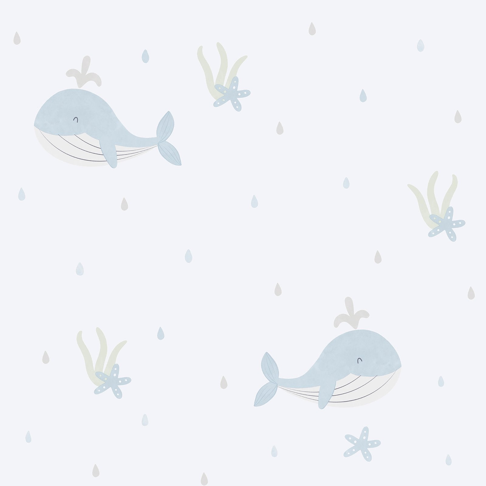 Little Whales Wallpaper in Blue color - pattern number 281-2 - by Galerie in the Bambino collection