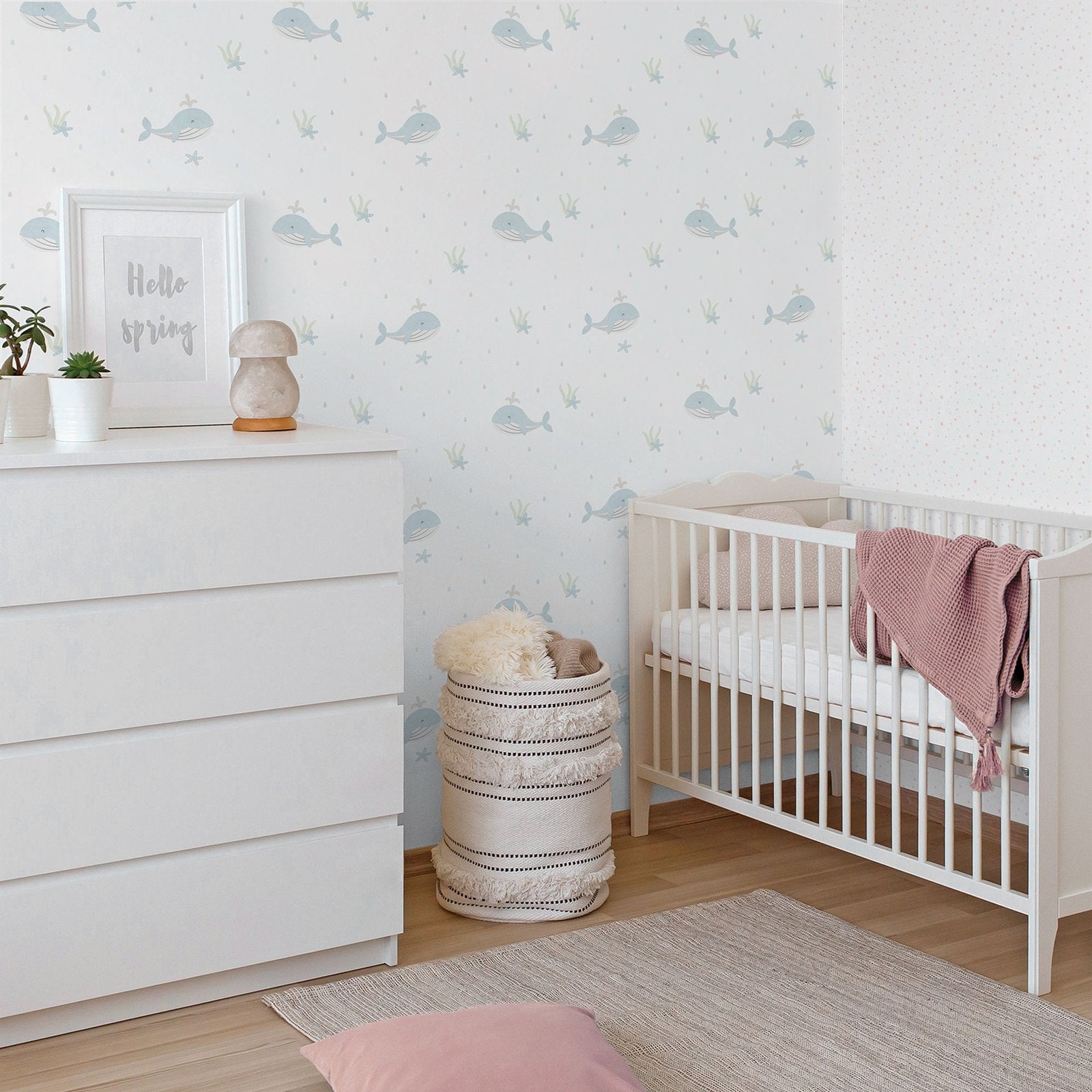 Little Whales Wallpaper in Blue color - pattern number 281-2 - by Galerie in the Bambino collection