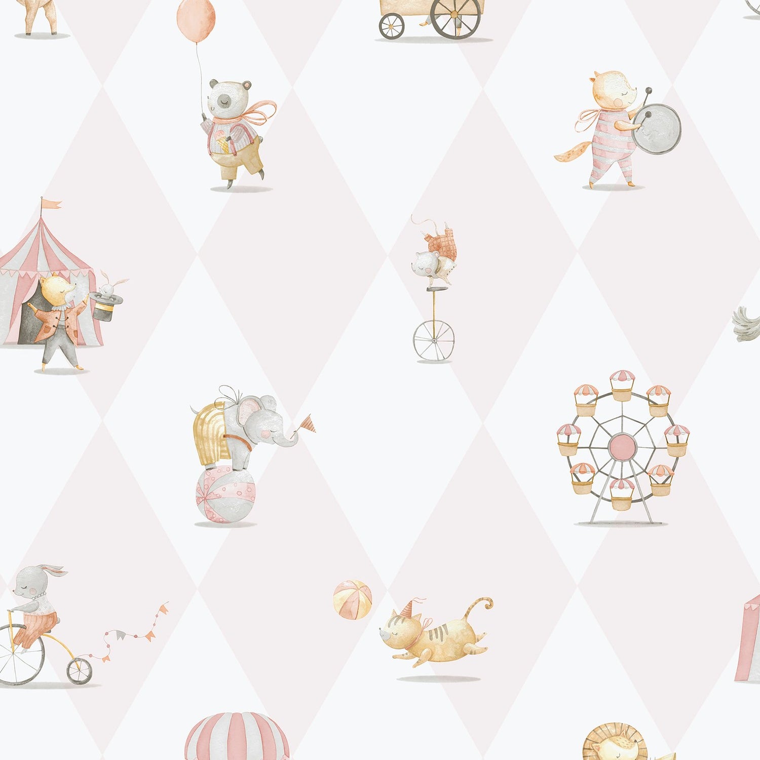 Cirque Wallpaper in Pink color - pattern number 282-1 - by Galerie in the Bambino collection