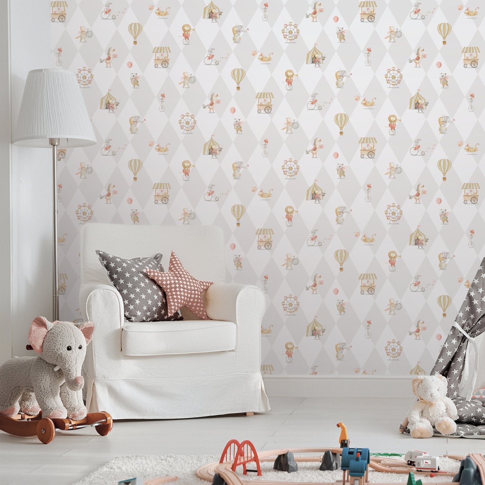 Cirque Wallpaper in Silver Grey color - pattern number 282-3 - by Galerie in the Bambino collection