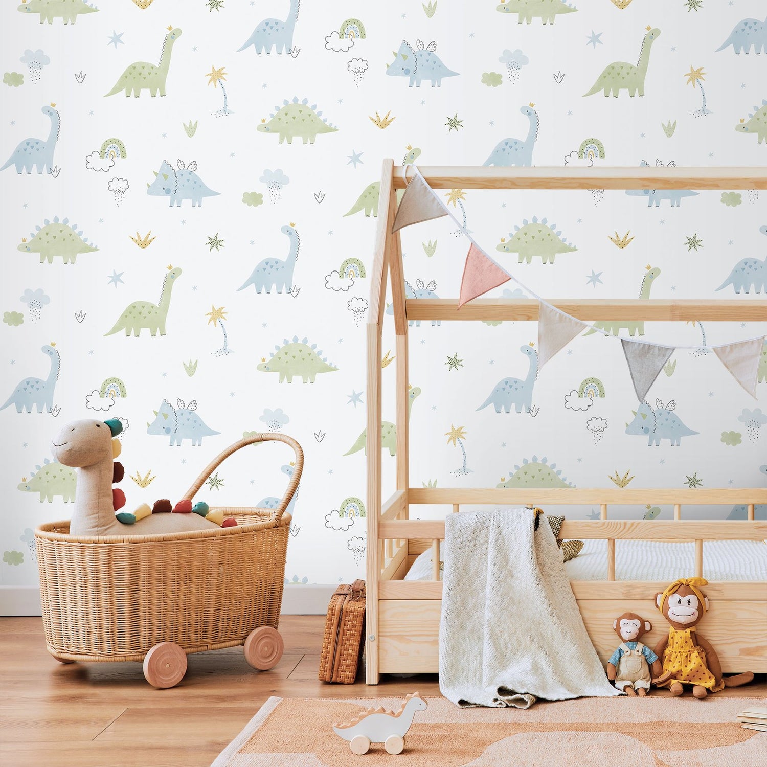 Dino Wallpaper in Blue color - pattern number 283-2 - by Galerie in the Bambino collection