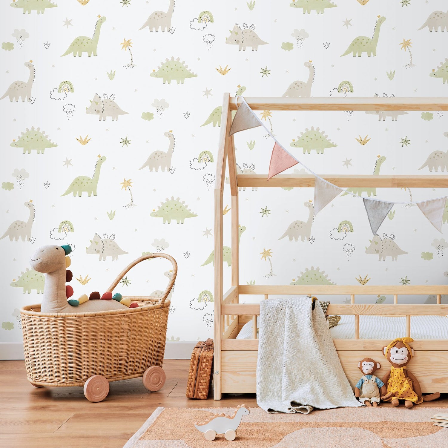Dino Wallpaper in Green color - pattern number 283-3 - by Galerie in the Bambino collection