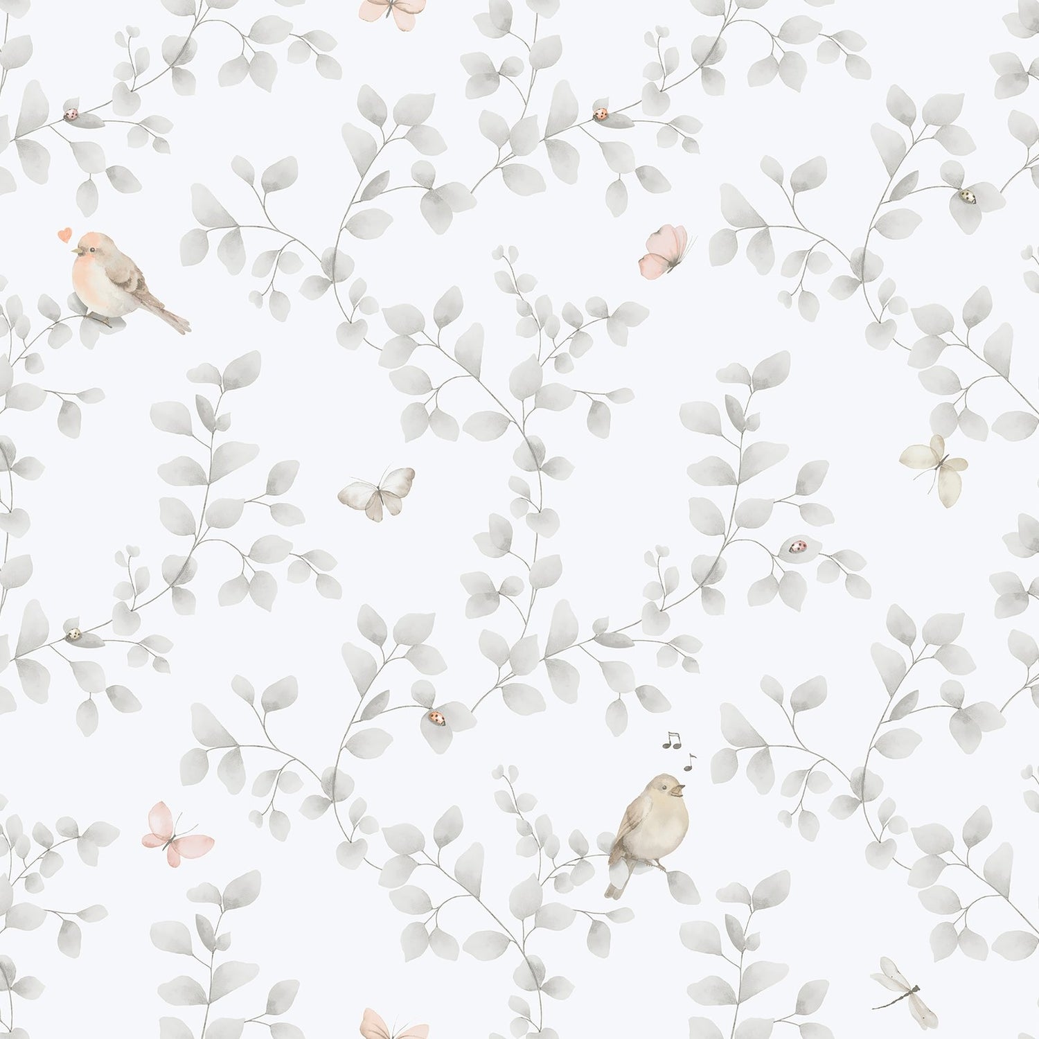 Birdy Wallpaper in Silver Grey color - pattern number 284-2 - by Galerie in the Bambino collection