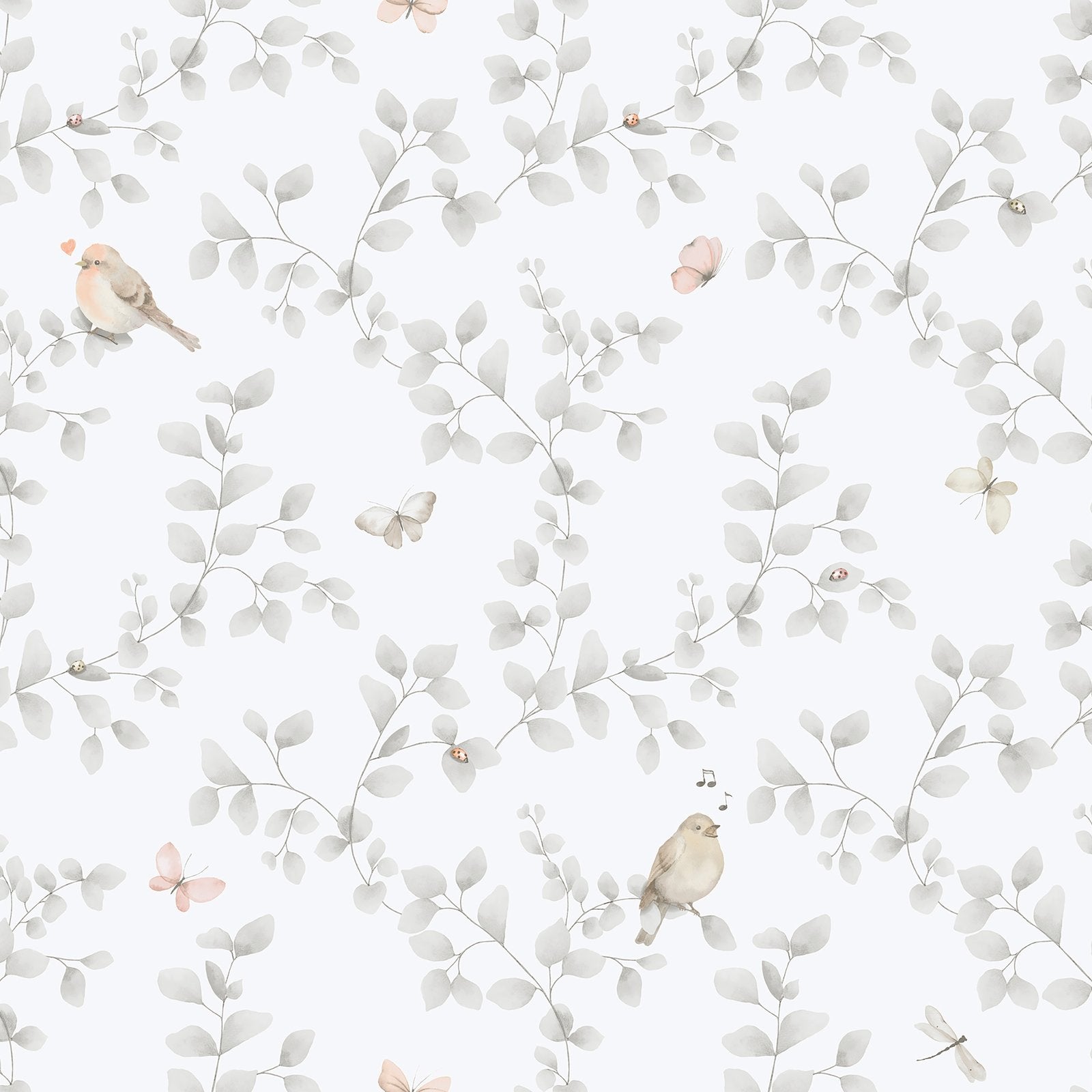 Birdy Wallpaper in Silver Grey color - pattern number 284-2 - by Galerie in the Bambino collection