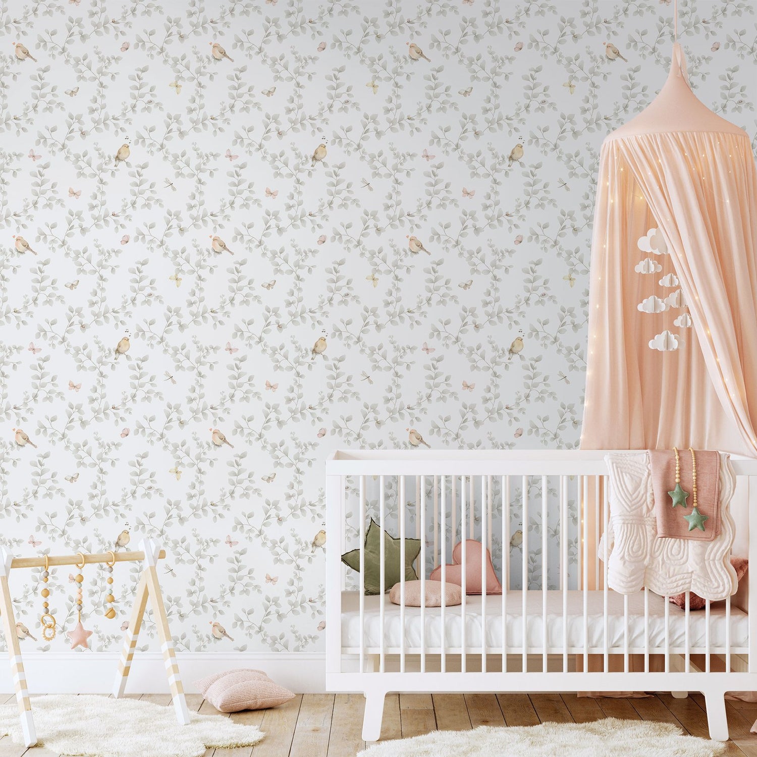 Birdy Wallpaper in Silver Grey color - pattern number 284-2 - by Galerie in the Bambino collection
