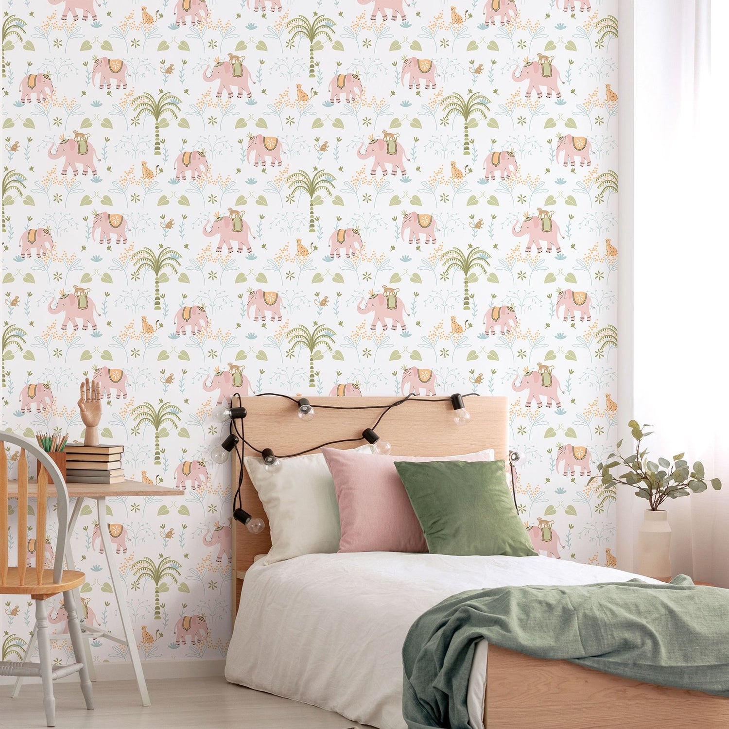 Elefun Wallpaper in Pink color - pattern number 285-1 - by Galerie in the Bambino collection
