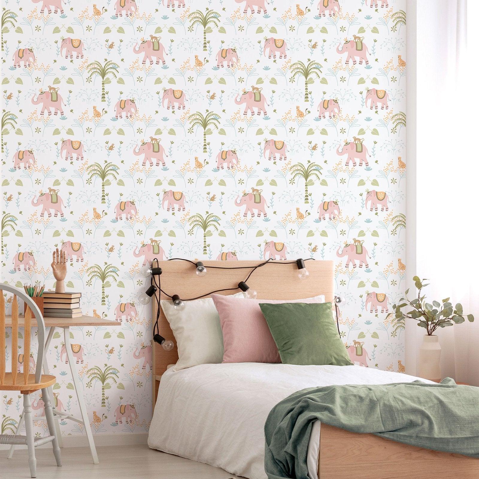 Elefun Wallpaper in Pink color - pattern number 285-1 - by Galerie in the Bambino collection