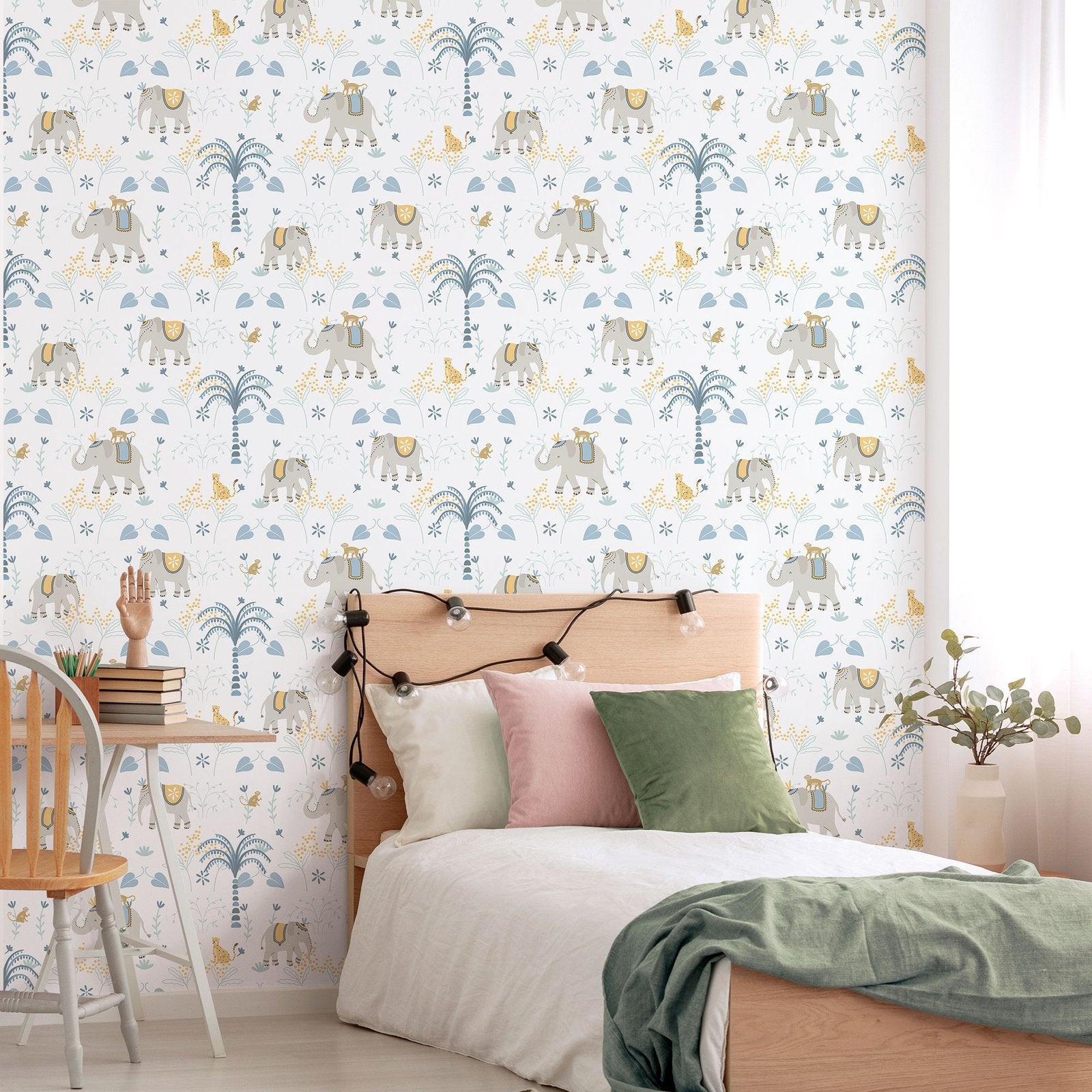Elefun Wallpaper in Blue color - pattern number 285-2 - by Galerie in the Bambino collection