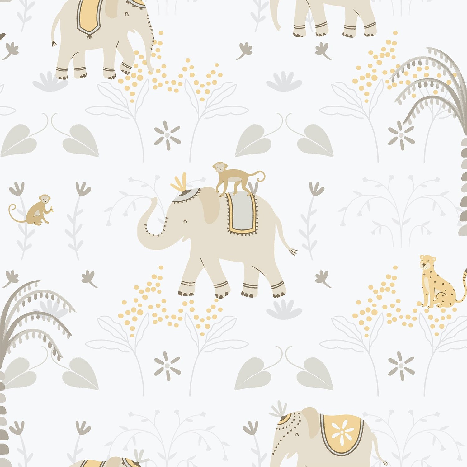 Elefun Wallpaper in Beige color - pattern number 285-3 - by Galerie in the Bambino collection