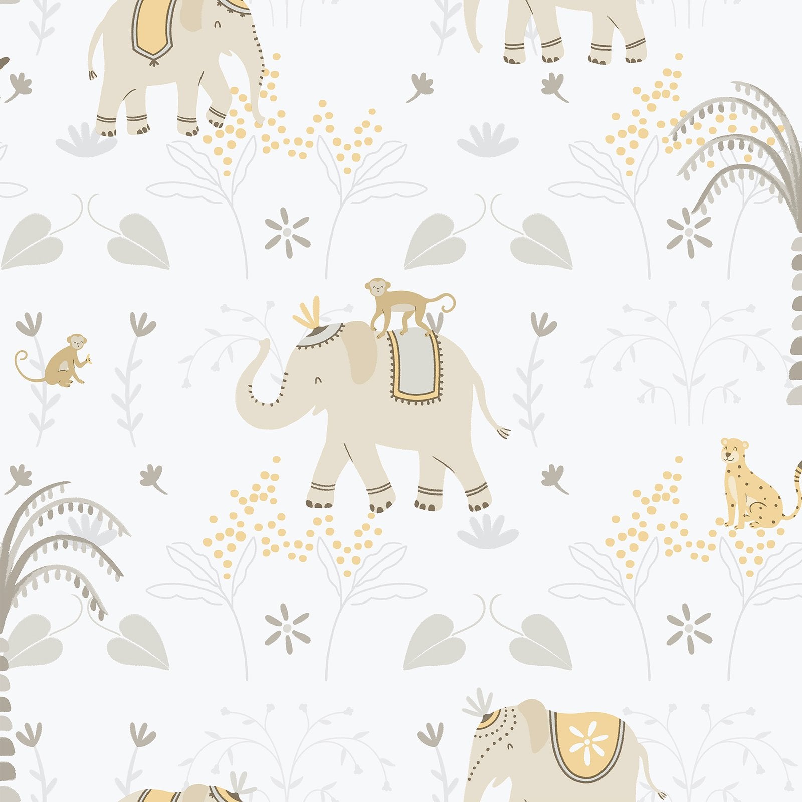 Elefun Wallpaper in Beige color - pattern number 285-3 - by Galerie in the Bambino collection