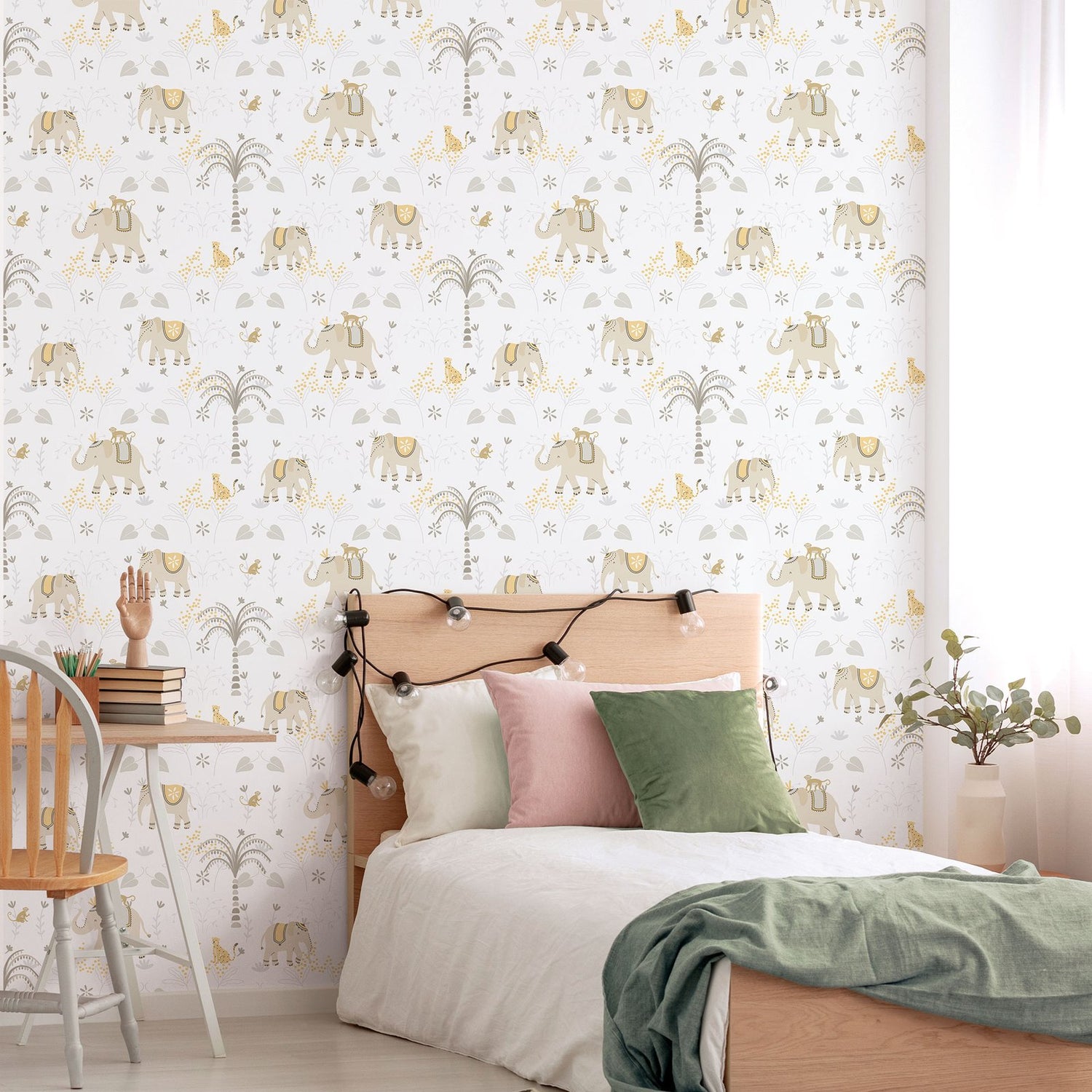 Elefun Wallpaper in Beige color - pattern number 285-3 - by Galerie in the Bambino collection