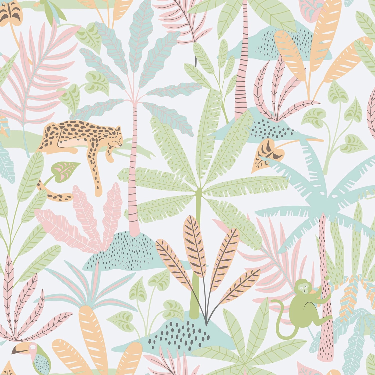 Jungly Wallpaper in Pink color - pattern number 286-1 - by Galerie in the Bambino collection