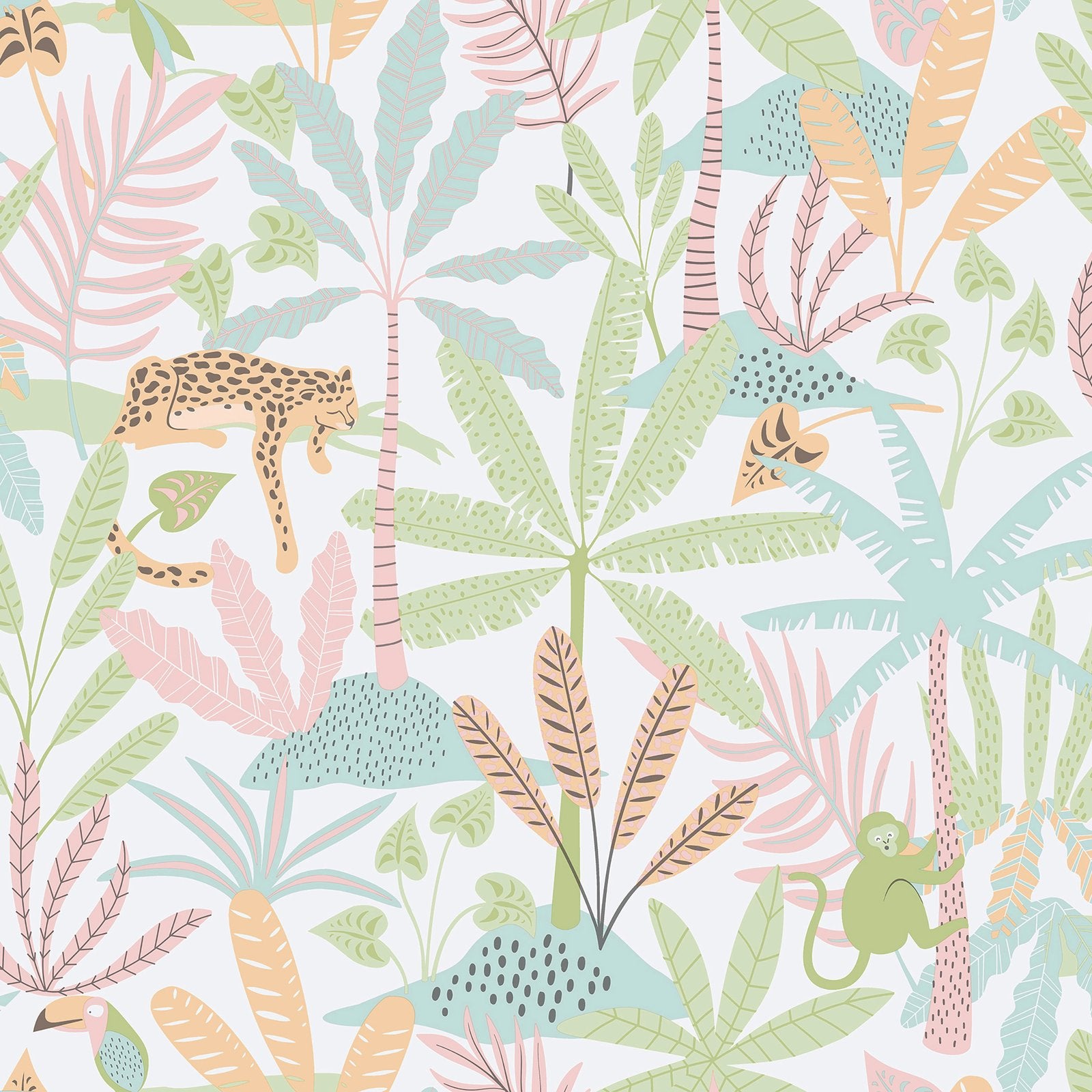 Jungly Wallpaper in Pink color - pattern number 286-1 - by Galerie in the Bambino collection