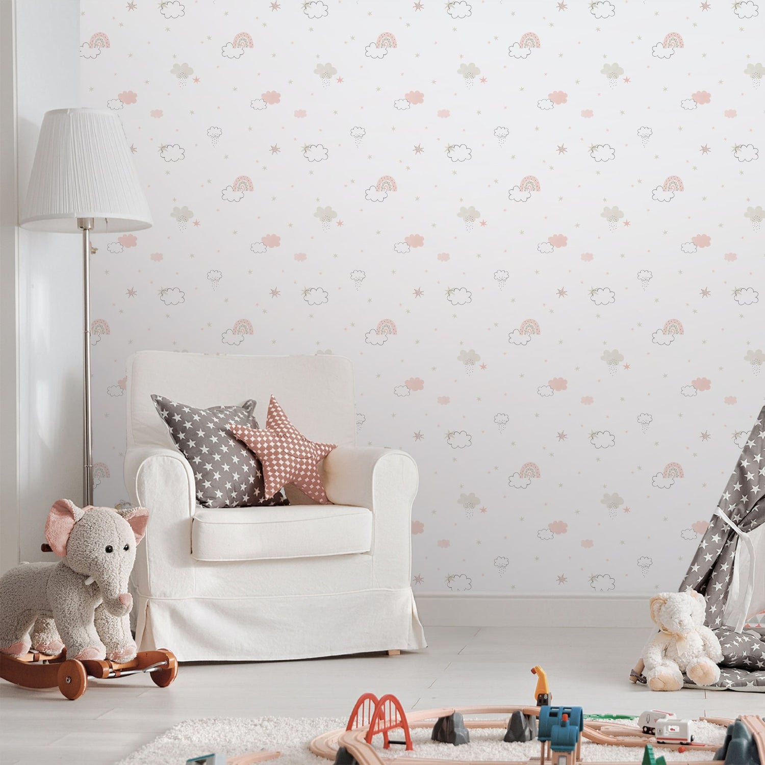 Rainbow Wallpaper in Pink color - pattern number 288-1 - by Galerie in the Bambino collection