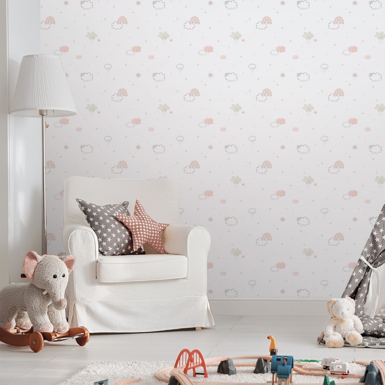 Rainbow Wallpaper in Pink color - pattern number 288-1 - by Galerie in the Bambino collection
