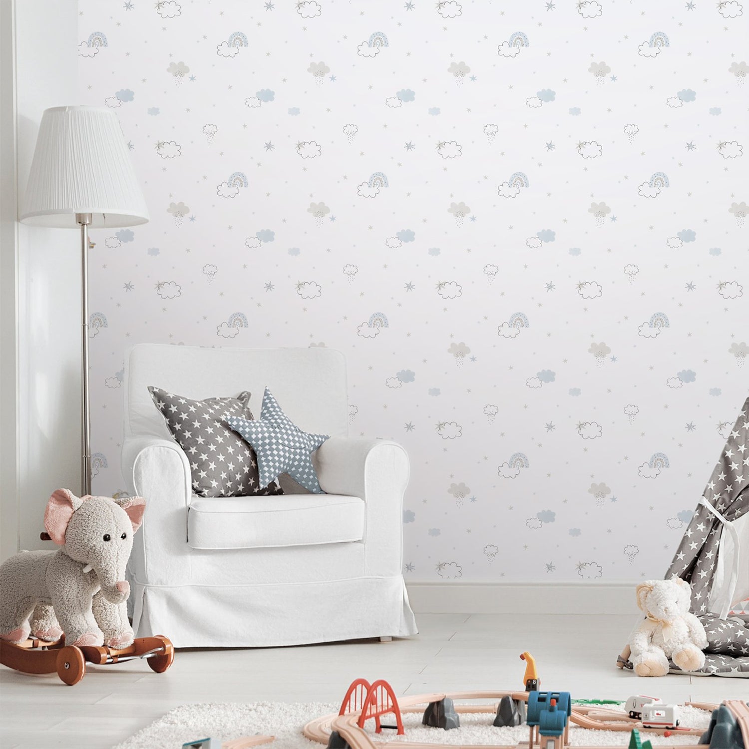 Rainbow Wallpaper in Blue color - pattern number 288-2 - by Galerie in the Bambino collection