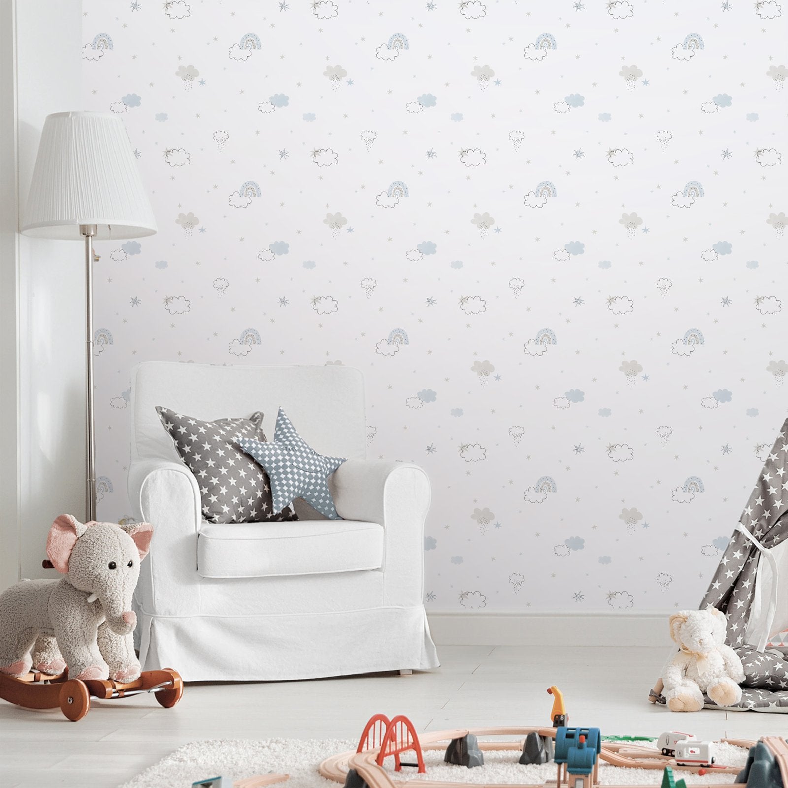 Rainbow Wallpaper in Blue color - pattern number 288-2 - by Galerie in the Bambino collection