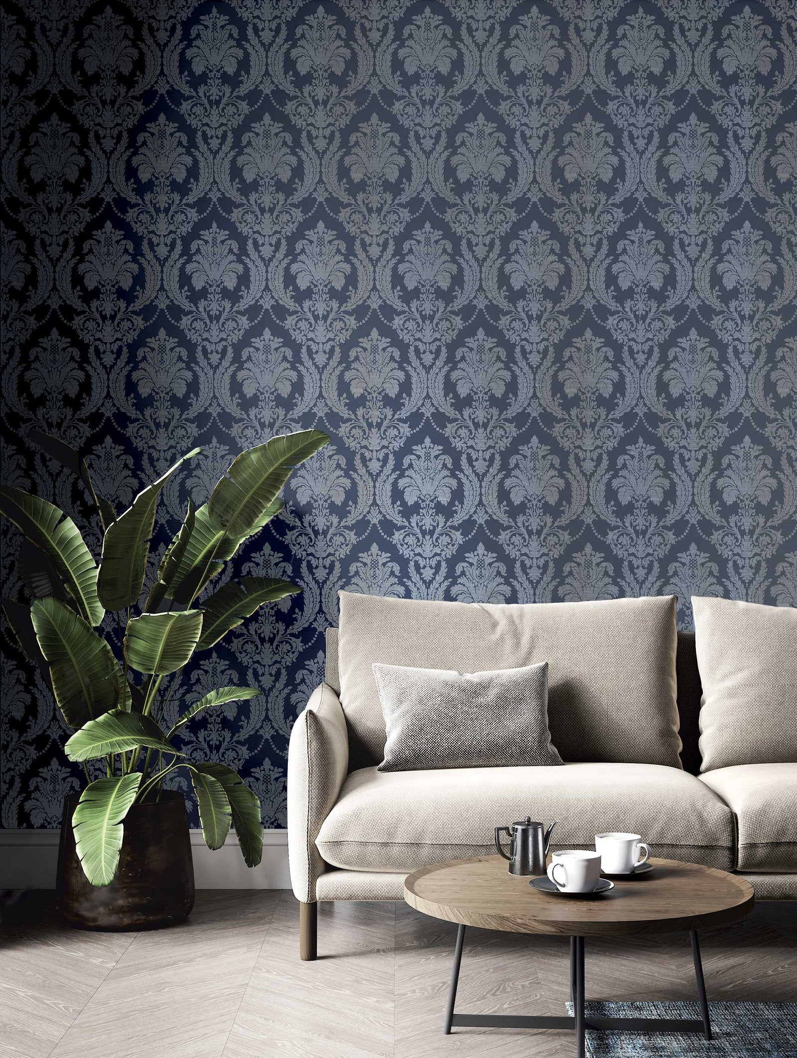 DAMASCO THEMA wallpaper in blue color - pattern number 28809 - by Galerie in the Italian Style collection