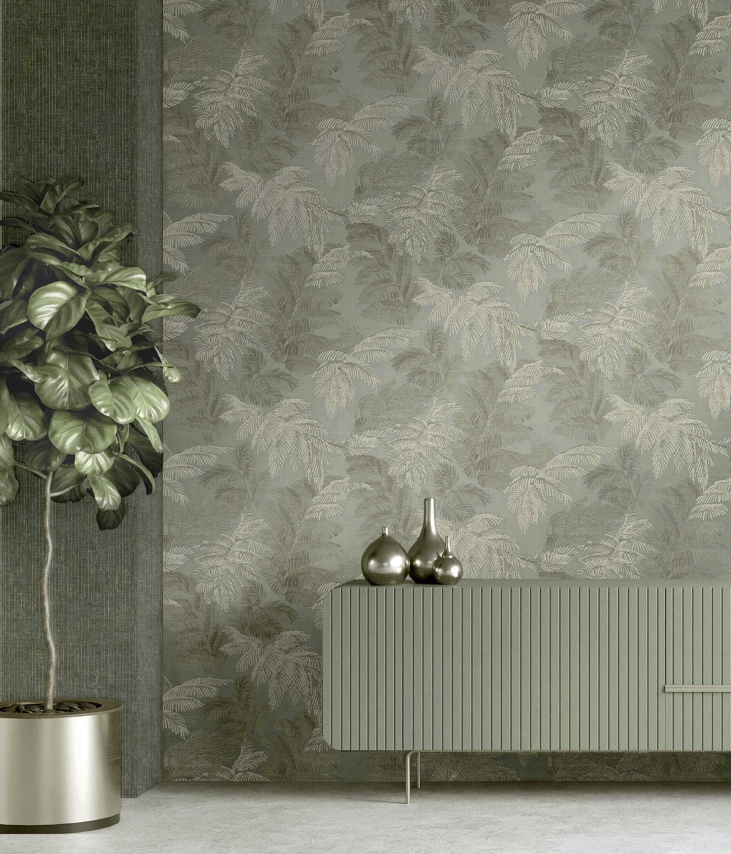 PALMA THEMA wallpaper in green color - pattern number 28815 - by Galerie in the Italian Style collection