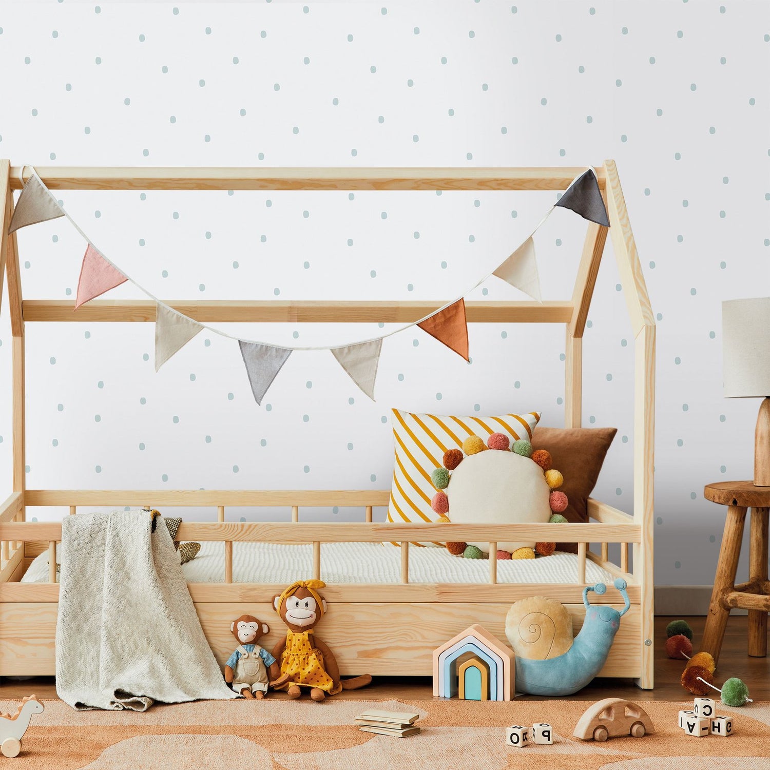 Spotty Wallpaper in Blue color - pattern number 291-2 - by Galerie in the Bambino collection