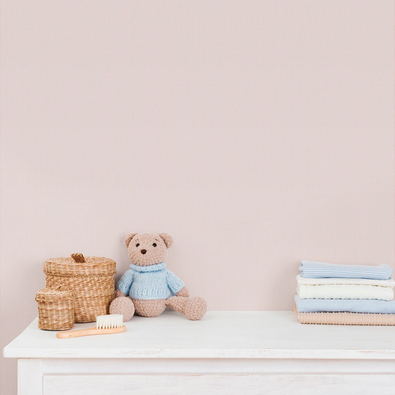 Tiny Stripes Wallpaper in Pink color - pattern number 292-1 - by Galerie in the Bambino collection