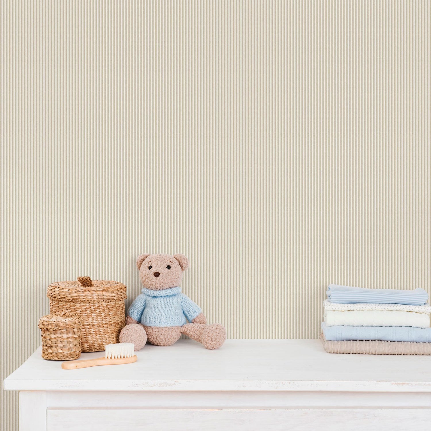 Tiny Stripes Wallpaper in Yellow color - pattern number 292-5 - by Galerie in the Bambino collection